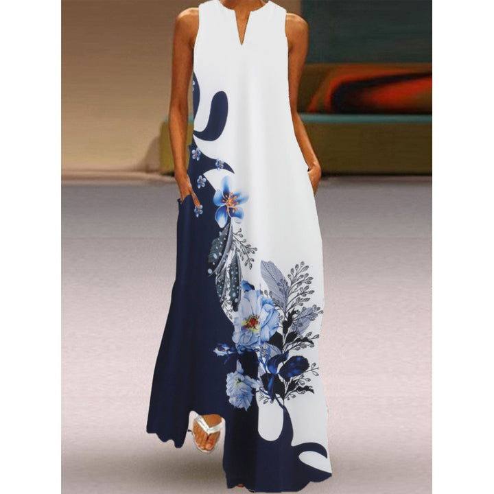 Damen Maxikleid mit elegantem floralem Design und seitlichen Taschen Drune