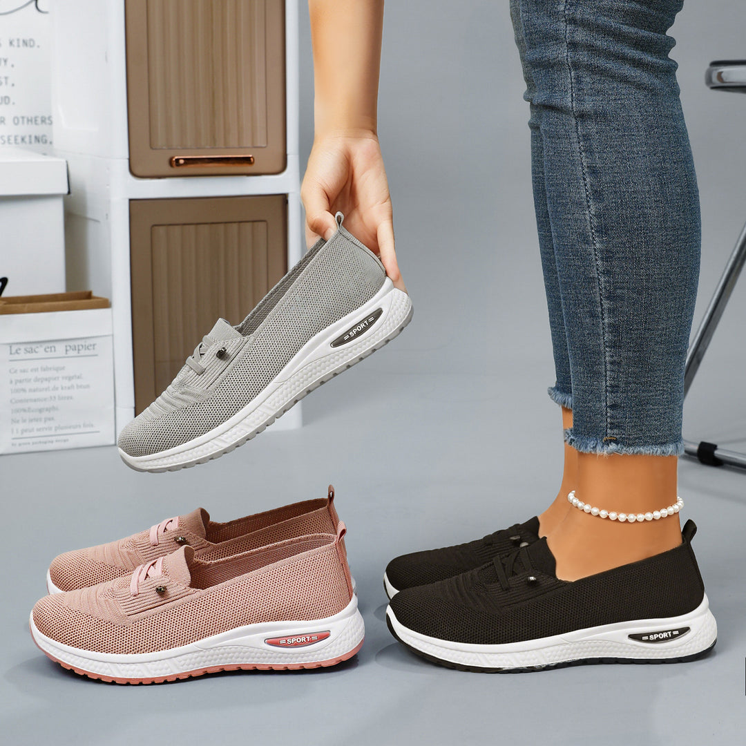 Damen nan gestrickter Slip-On-Loafer-Sneaker mit luftgepolsterter EVA-Zwischensohle und rutschfester Gummilaufsohle Drune