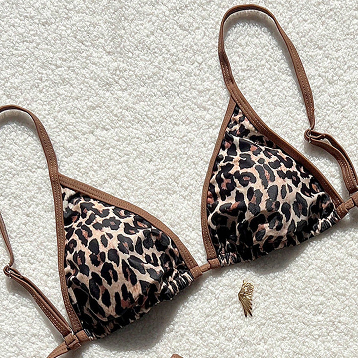 Damen Triangel-Bikini-Set mit tierischem Muster und verspieltem Design Drune
