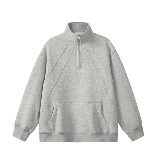 Unisex Oversize Sweatshirt mit Halbzip, hohem Funnelkragen und Kängurutasche Drune