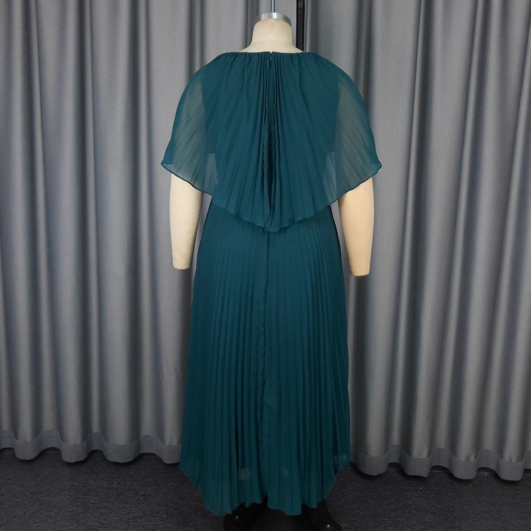 Damen Plissiertes Maxikleid mit eleganten Drapierungen Drune