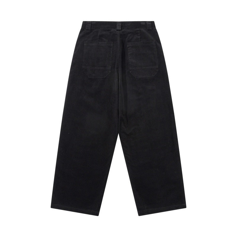 Herren Weite Cordhose mit Bundfalten, hoher Taille und geradem Bein Drune