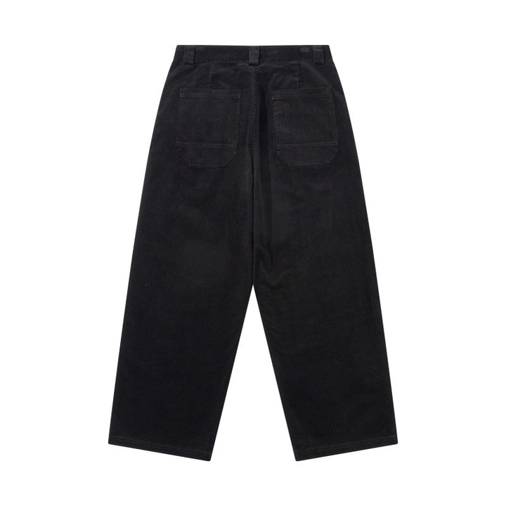 Herren Weite Cordhose mit Bundfalten, hoher Taille und geradem Bein Drune