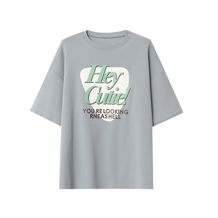 Damen lässiges T-Shirt mit auffälligem Print und kurzer Ärmeln Drune