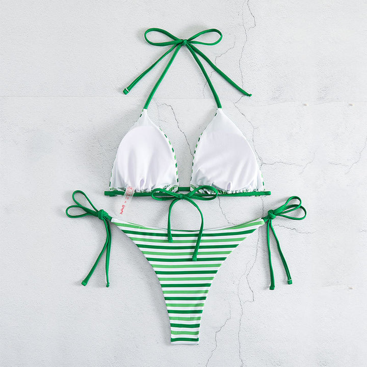 Damen Triangel-Bikini mit verspieltem Streifenmuster Drune