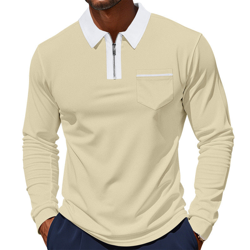 Herren Langarm-Polo mit Reißverschluss und Brusttasche Drune