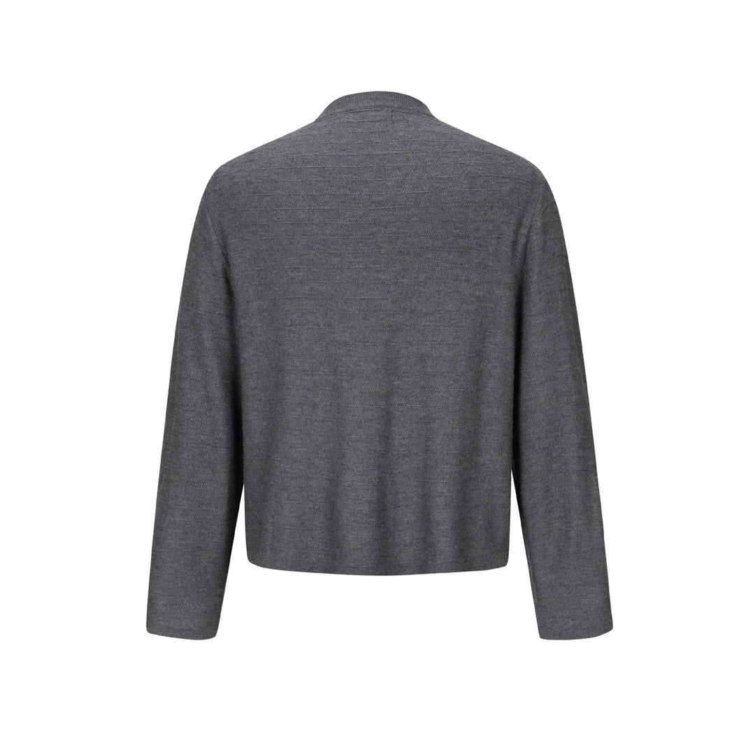 Unisex Feinstrick-Rundhalspullover mit feiner Längsstruktur und geradem Saum Drune