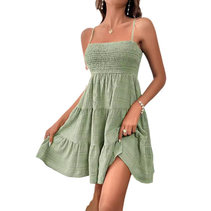 Damen Freizeitkleid mit Schmalen Trägern und Rüschendetails Drune
