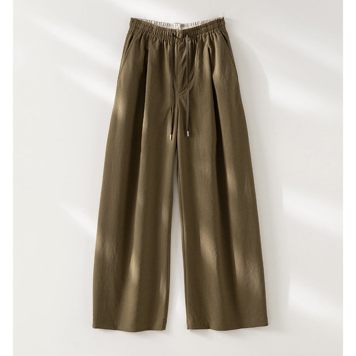 Damen Weite Tunnelzug-Hose mit Elastikbund, geradem Bein und Eingrifftaschen Drune