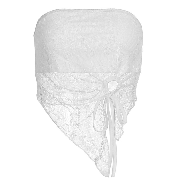 Damen Elegantes Bandeau-Top mit raffiniertem Spitzenüberzug und verspieltem Knoten Drune