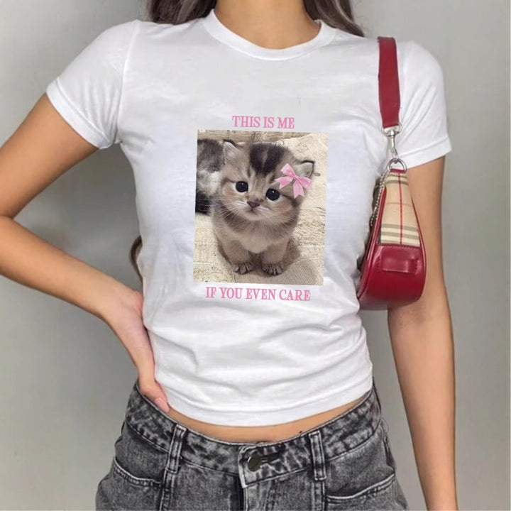 Damen T-Shirt mit kreativem Tiermotiv und modernem Schriftzug Drune