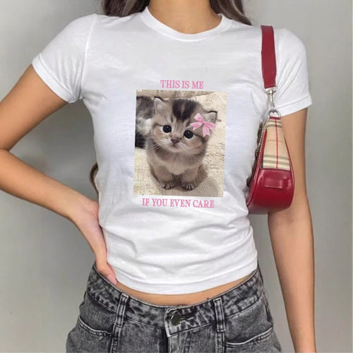 Damen T-Shirt mit kreativem Tiermotiv und modernem Schriftzug Drune