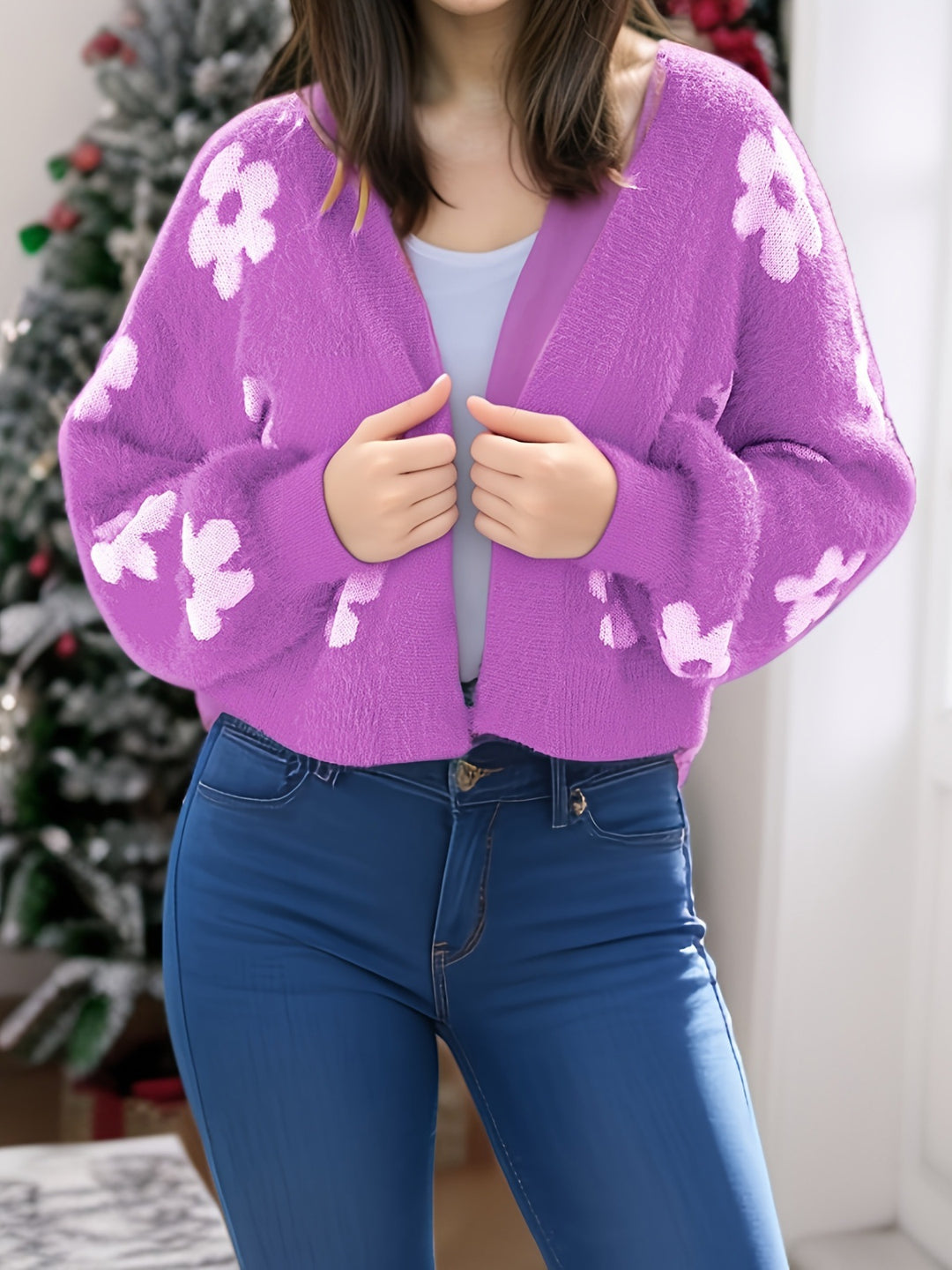 Damen modischer Cardigan mit floralem Design Drune