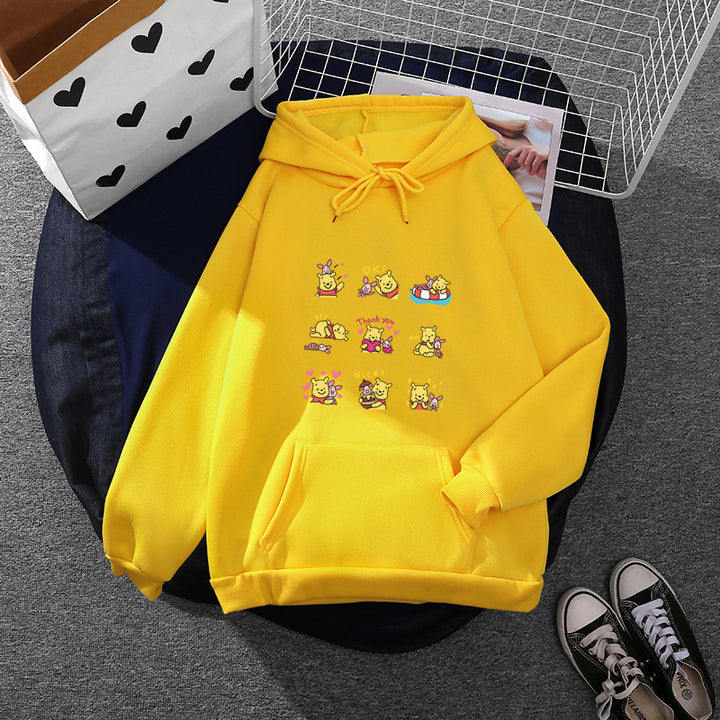 Damen nan Kapuzenpullover mit mehrfachem Comic-Emote-Print, oversized Schnitt und weichem Innenfutter Drune