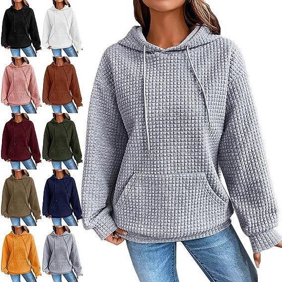 Damen lässiger Hoodie mit strukturierter Oberfläche und praktischer Kängurutasche Drune