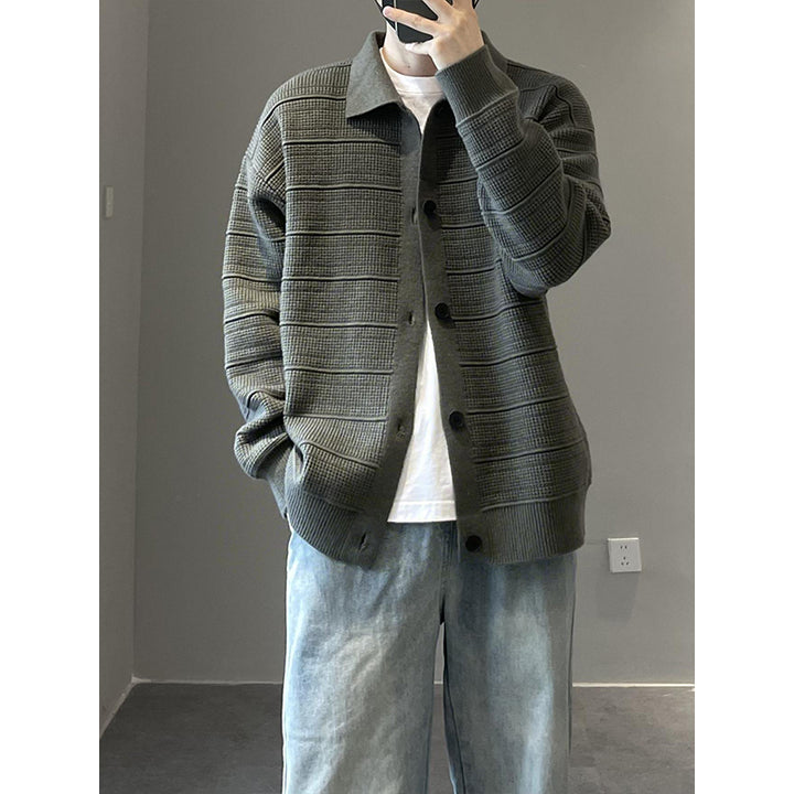 Herren Modische Strickjacke mit strukturierter Oberfläche Drune
