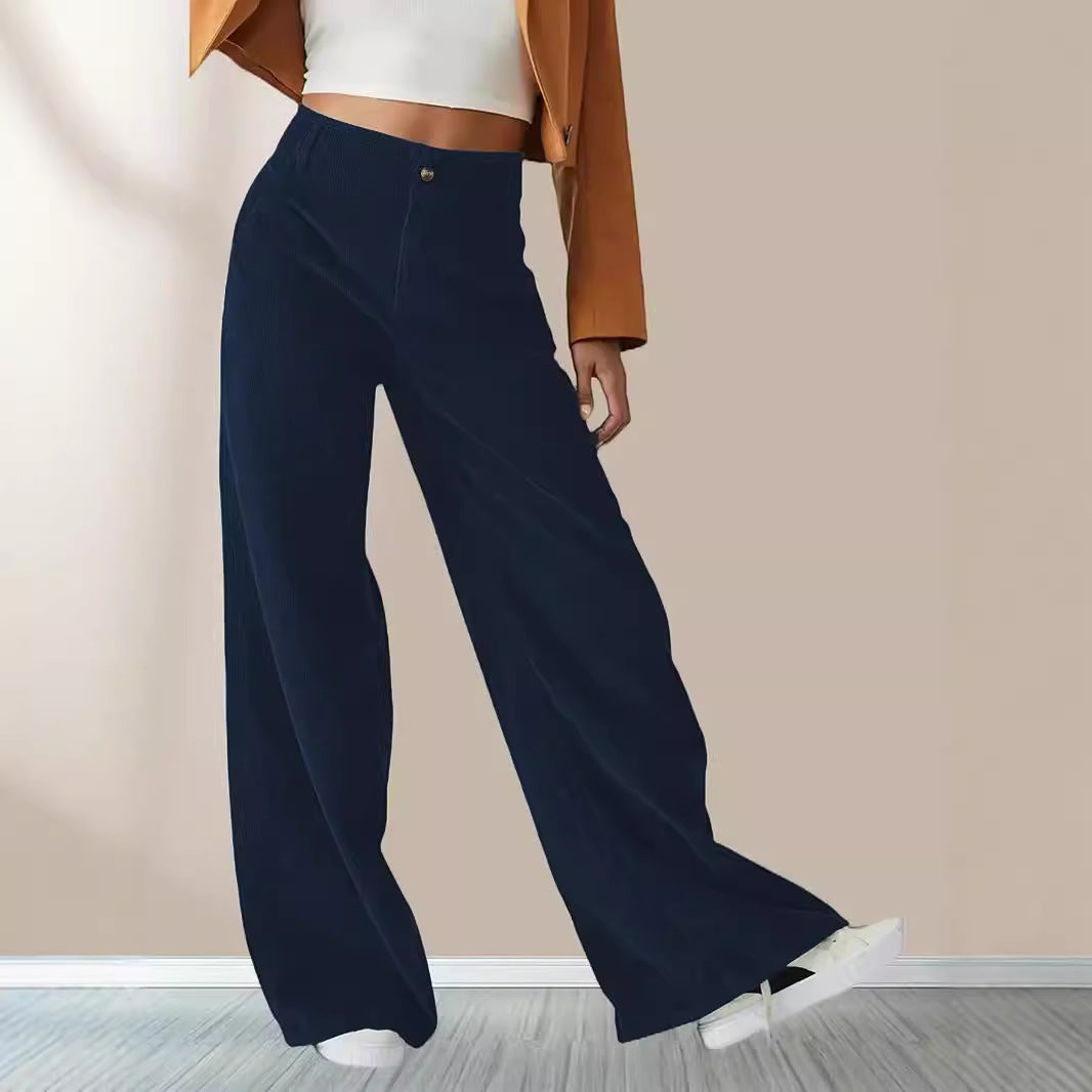 Damen Weit geschnittene Stoffhose mit hohem Bund und praktischen Taschen Drune