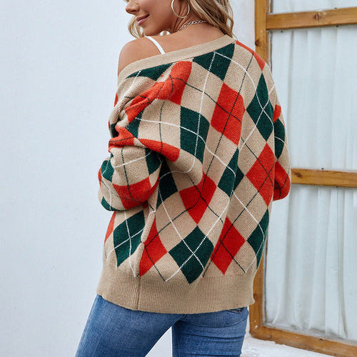 Drune | Cardigan mit Rautenmuster Knopfverschluss Klassisch und Gemütlich