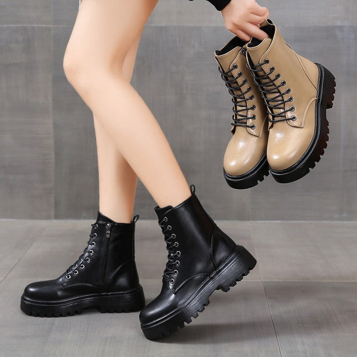 Damen Schnürstiefel mit robustem Profil und modischer Schnürung Drune