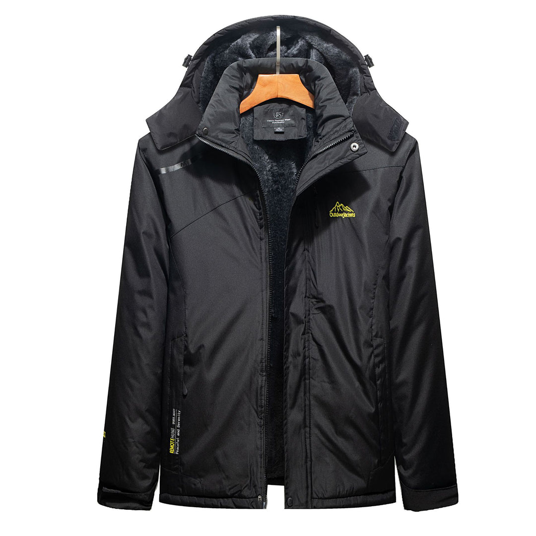 Herren Wasserabweisender Outdoorparka mit Teddyfutter, abnehmbarer Kapuze und Reißverschlusstaschen Drune