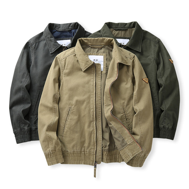 Herren legere Canvas-Fieldjacke mit Reißverschluss und elastischem Saum Drune