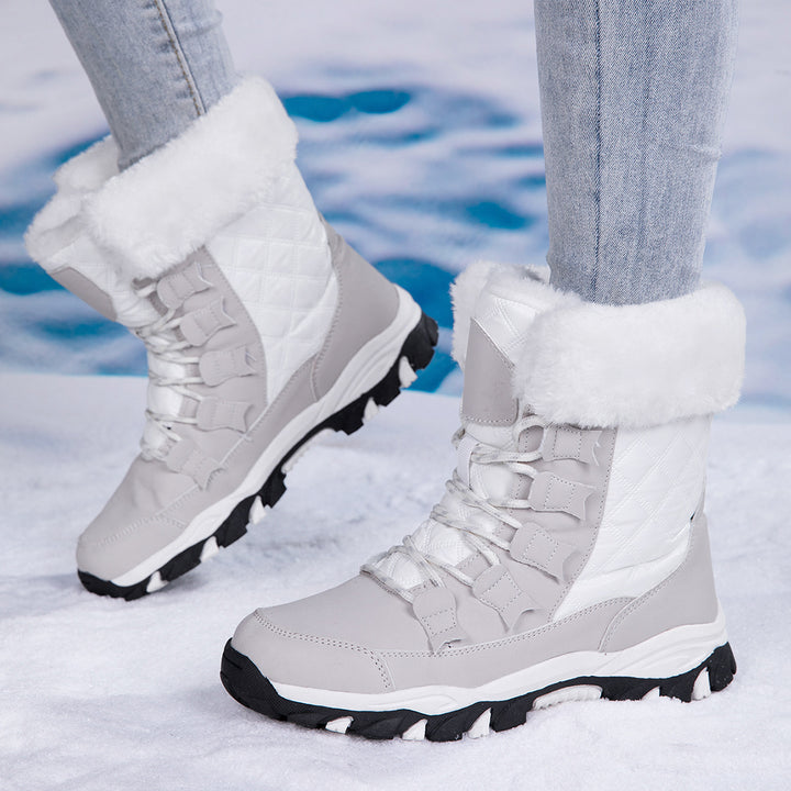 Damen Gefütterte Thermo‑Winterschuhe mit gesteppter Oberfläche, Kunstfellkragen und griffiger Mehrzonen‑Profilsohle Drune