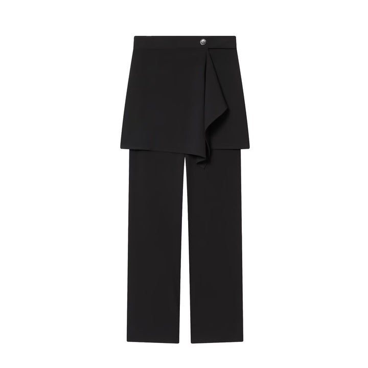 Damen Weite High‑Waist-Hose mit asymmetrischem Wickelrock-Overlay Drune