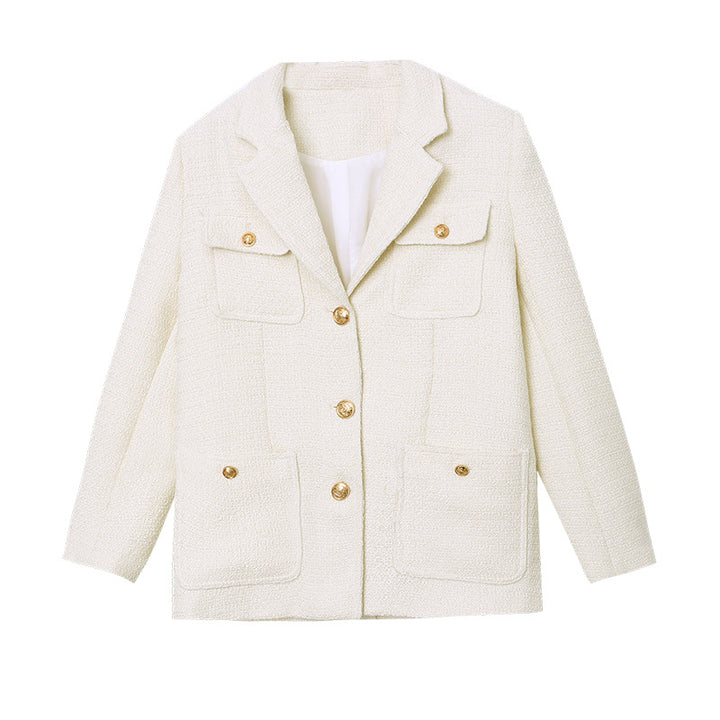 Damen moderne Boucle-Blazerjacke mit praktischen Taschen Drune
