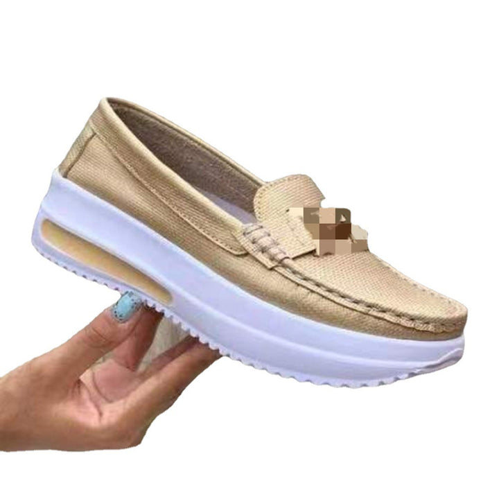 Damen  leichte Plateau-Slipper im Mokassinstil mit luftgepolsterter Gummisohle Drune