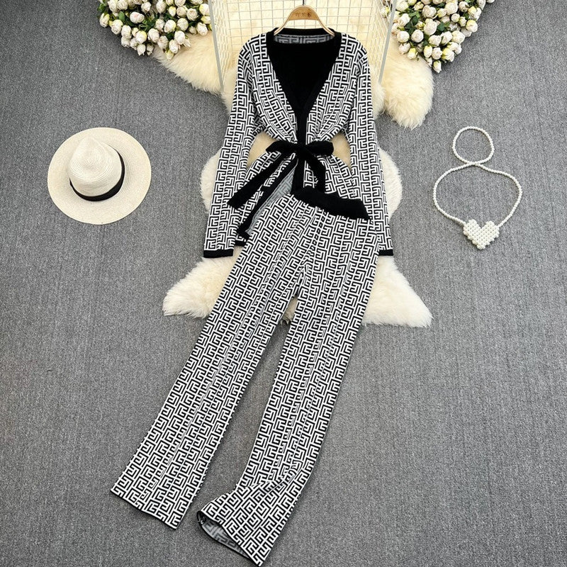 Damen modisches Loungewear-Ensemble mit grafischem Muster und lässigem Schnitt Drune