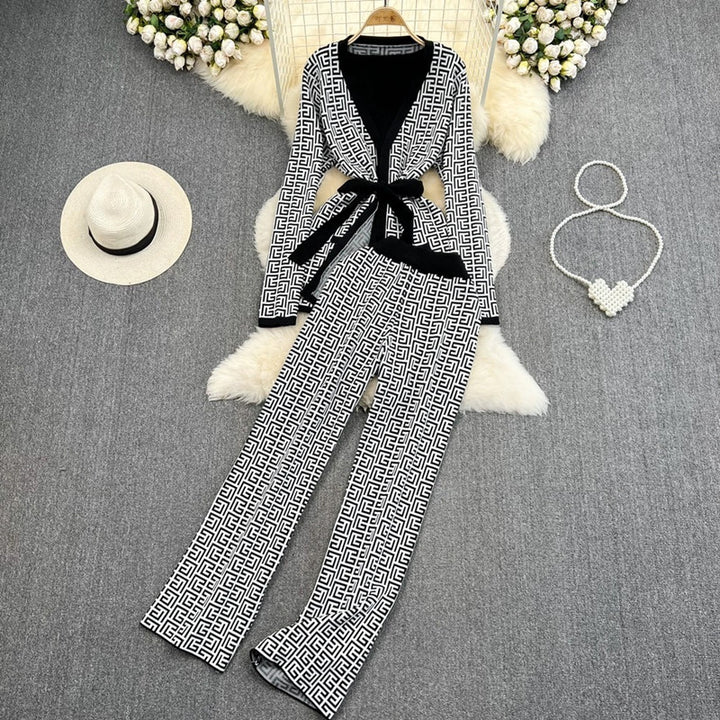 Damen modisches Loungewear-Ensemble mit grafischem Muster und lässigem Schnitt Drune