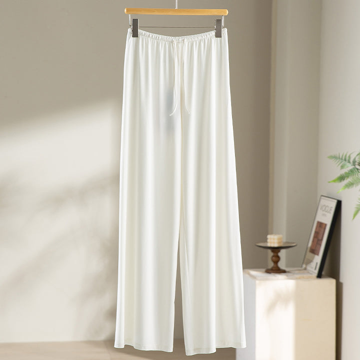 Damen Weite Relax-Hose aus seidigem Modal mit elastischem Bund und Tunnelzug Drune