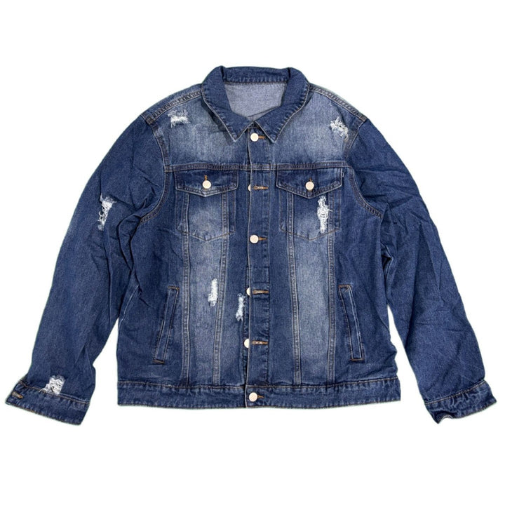 Herren Modische Jeansjacke mit Destroyed-Details Drune