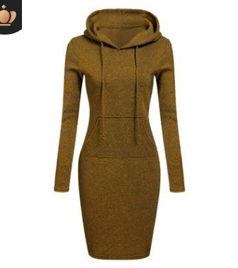 Damen Hoodie-Kleid mit praktischen Taschen und Kapuze Drune