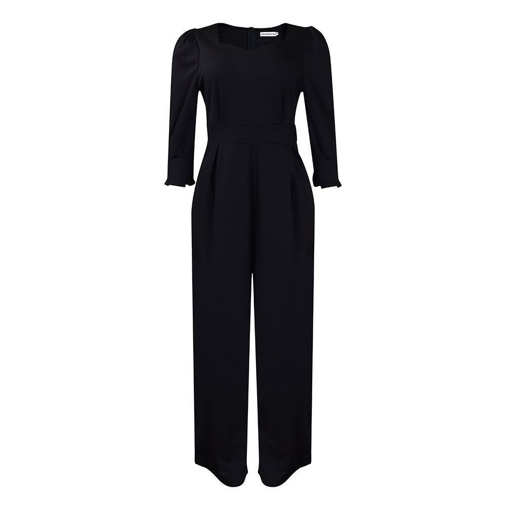 Damen eleganter Jumpsuit mit schickem V-Ausschnitt und tailliertem Schnitt Drune