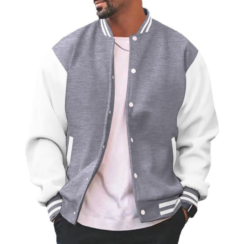 Herren nan varsity-Collegejacke im Bomberstil mit Druckknopfverschluss, kontrastarmen und gerippten Bündchen Drune
