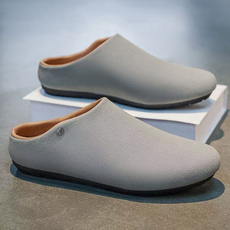 Herren Gefütterte Microfaser-Hausschuhe-Mules mit rutschfester Gummisohle Drune