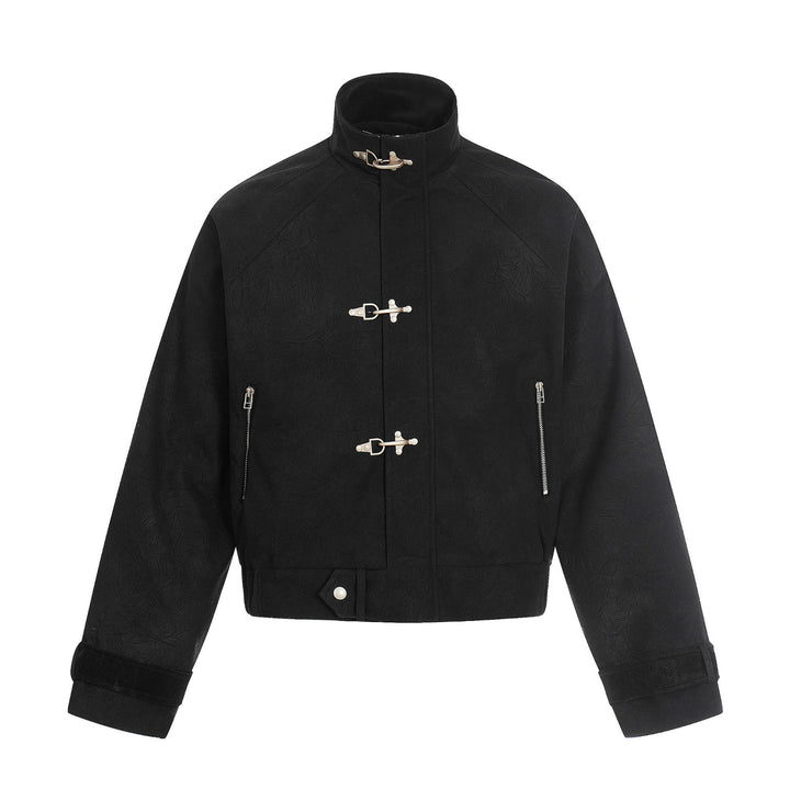 Unisex Kurz geschnittener Boxy‑Blouson mit Knebelverschlüssen und verstellbaren Manschetten Drune