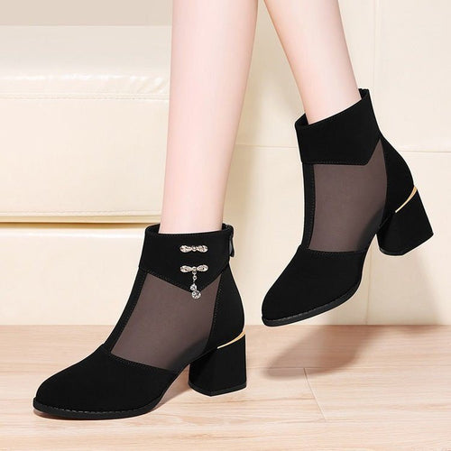 Damen Elegante Stiefeletten mit Mesh-Einsätzen Drune