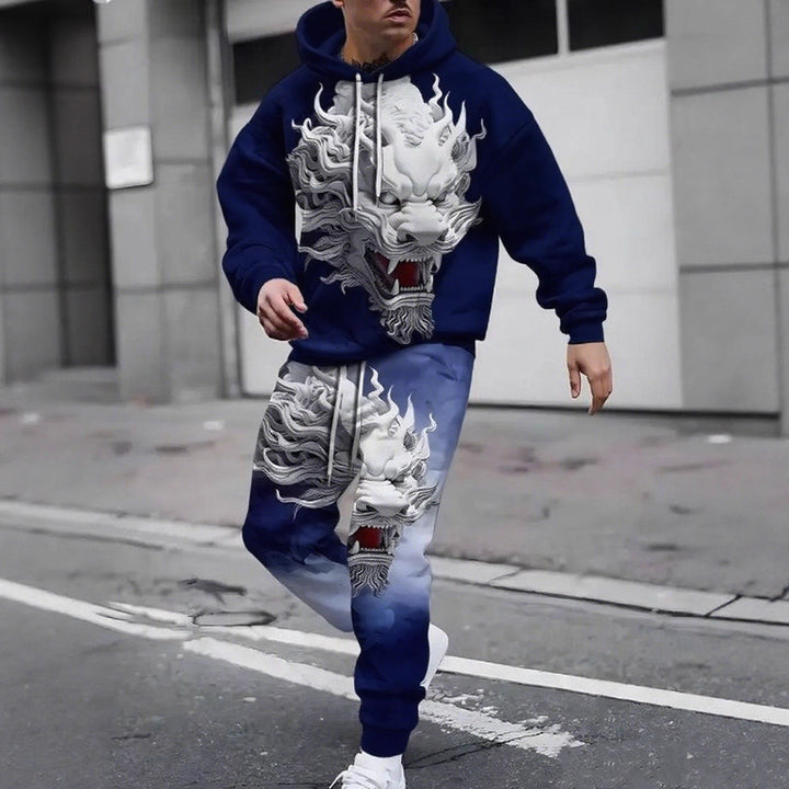Herren Hoodie- und Jogginghose-Set mit einzigartigem Grafikdesign Drune