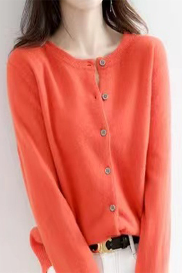 Damen Langärmliger Cardigan aus weichem Feinstrick mit Knopfleiste Drune