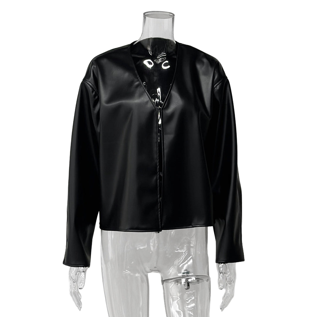 Damen modische Jacke aus hochwertigem Kunstleder Drune