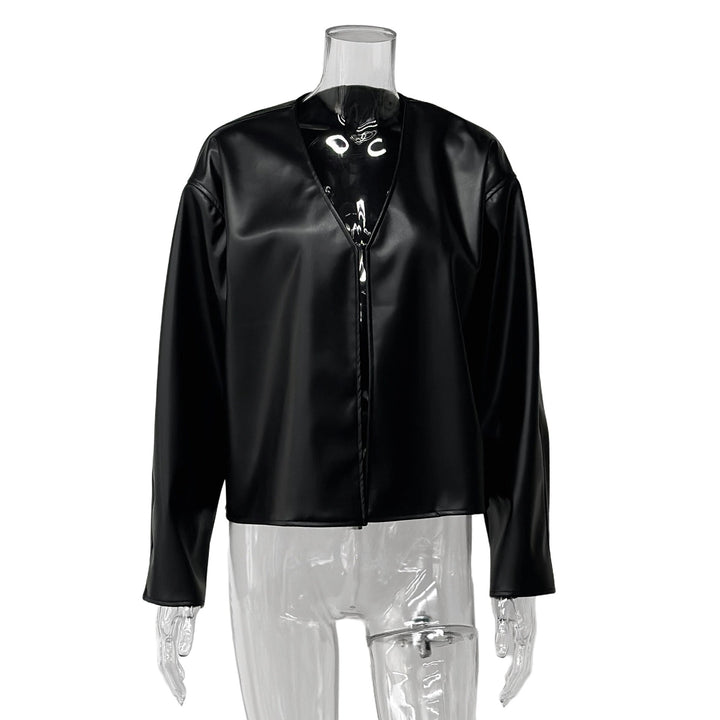 Damen modische Jacke aus hochwertigem Kunstleder Drune