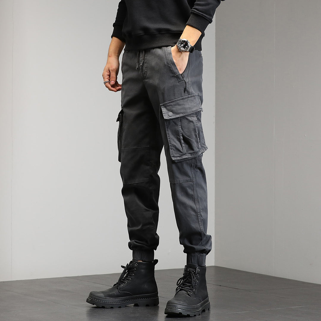 Herren Taktische Cargo‑Joggerhose mit elastischem Tunnelzugbund, Knieabnähern und Mehrfachtaschen Drune