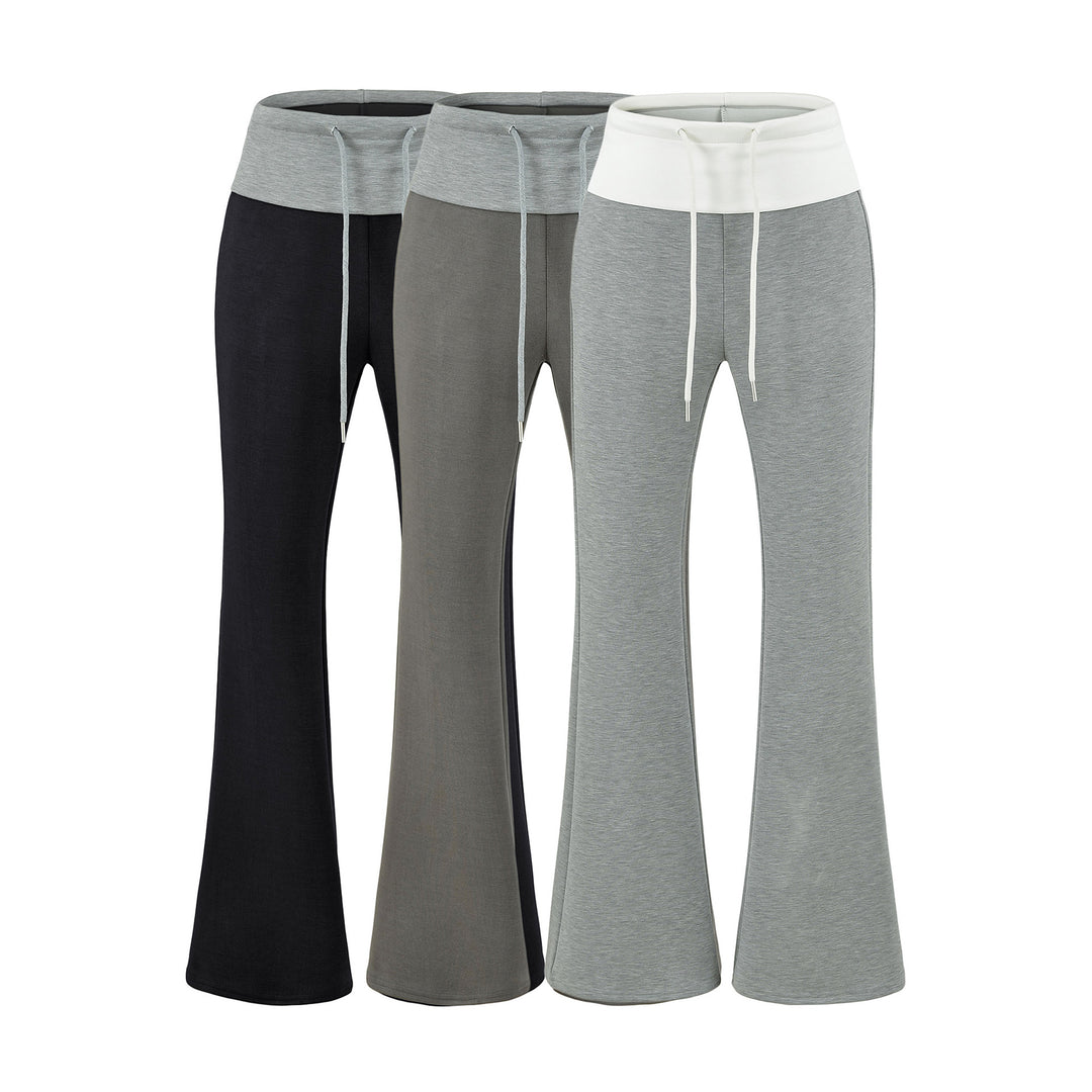 Damen Hochgeschnittene Schlag‑Jogginghose mit Umschlagbund und Kordel Drune
