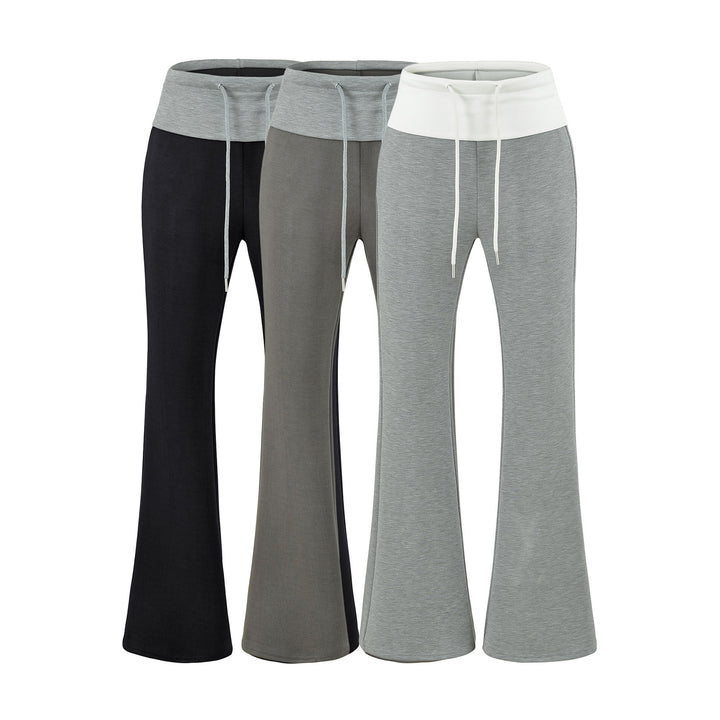 Damen Hochgeschnittene Schlag‑Jogginghose mit Umschlagbund und Kordel Drune