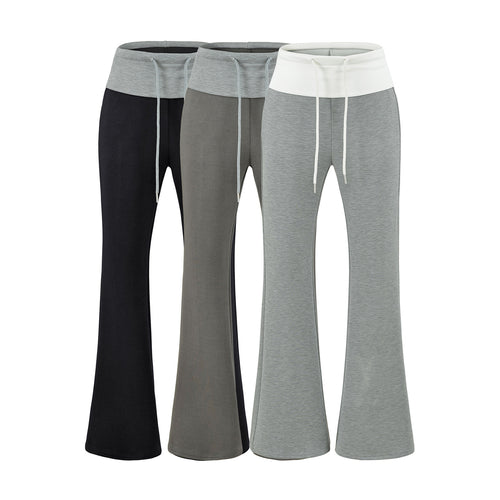 Damen Hochgeschnittene Schlag‑Jogginghose mit Umschlagbund und Kordel Drune