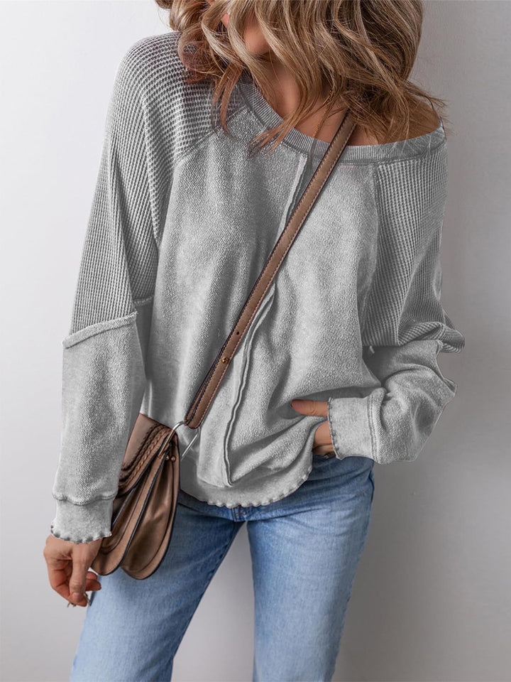 Damen lässiger Pullover mit weitem Ausschnitt Drune