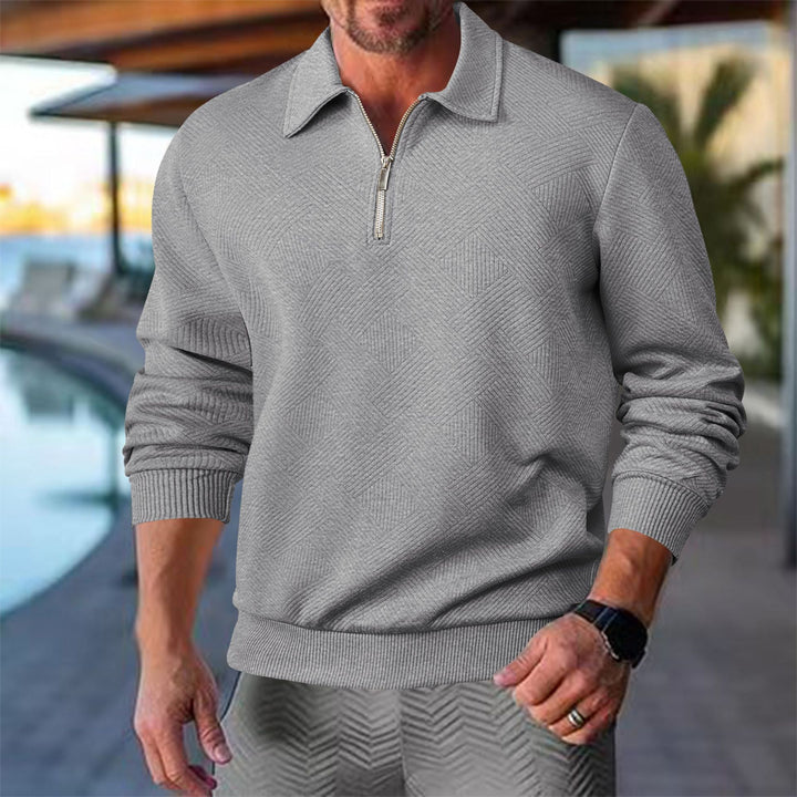Herren sportlicher Pullover mit modernem Reißverschluss und strukturiertem Design Drune
