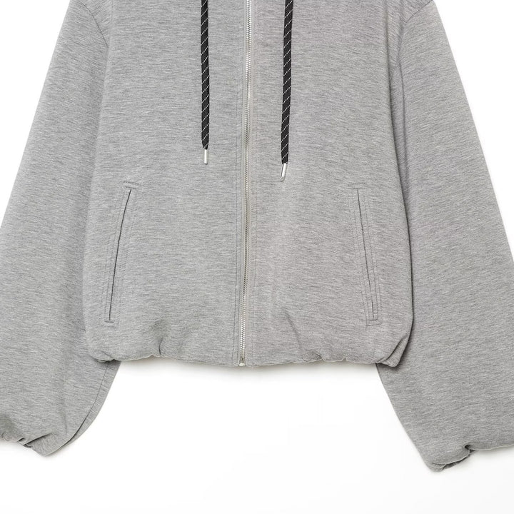Damen Cropped Kapuzen-Zipjacke mit weitem Oversize-Schnitt Drune